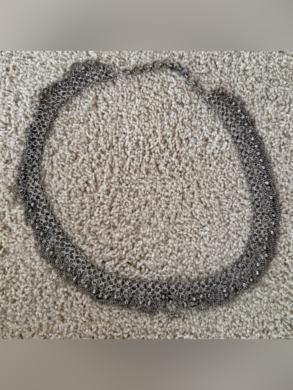 Vintage Women's Chainmail Necklace - Silver Tone